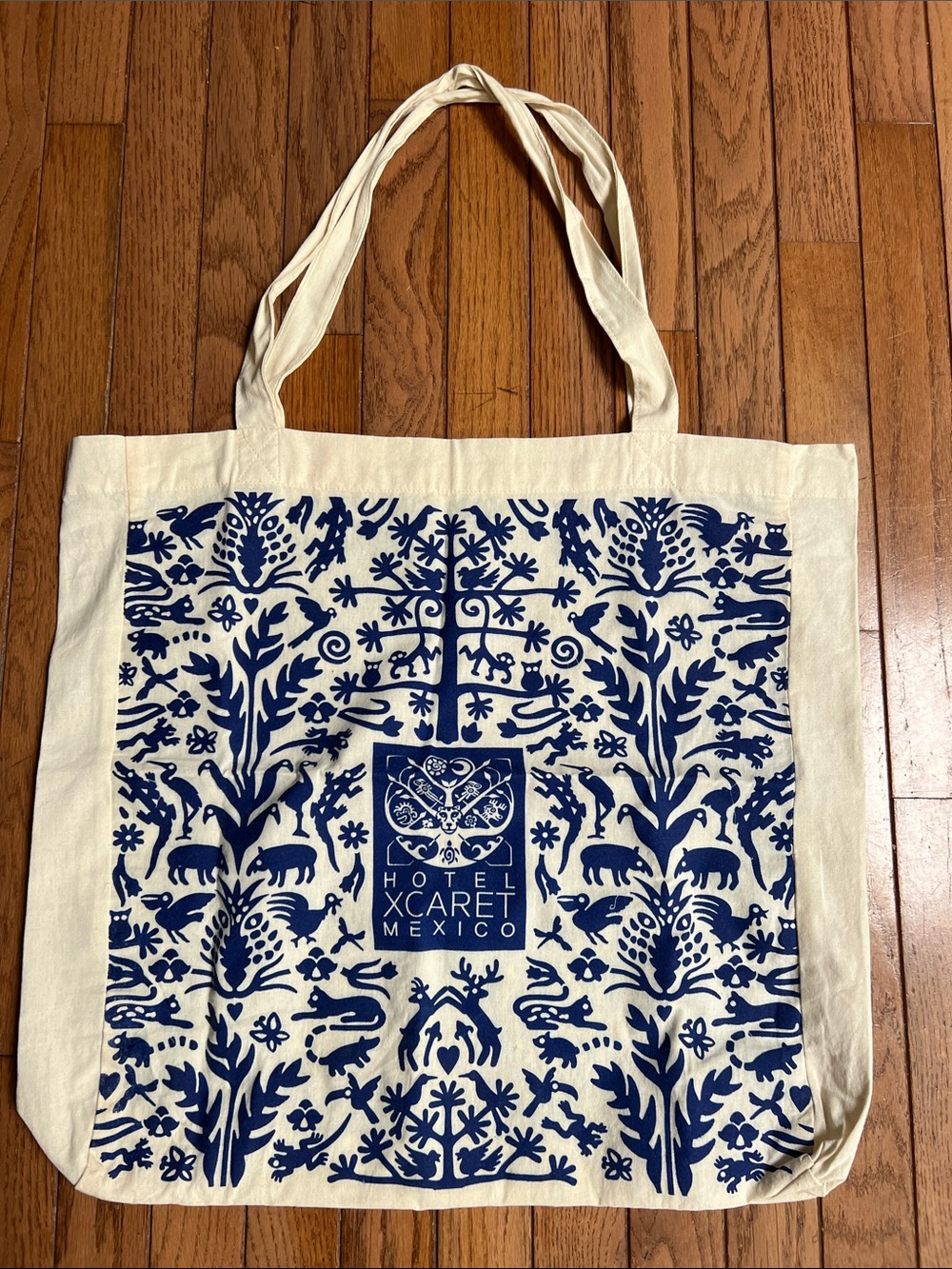 Hotel Xcaret Mexico Blue & Cream Canvas Tote